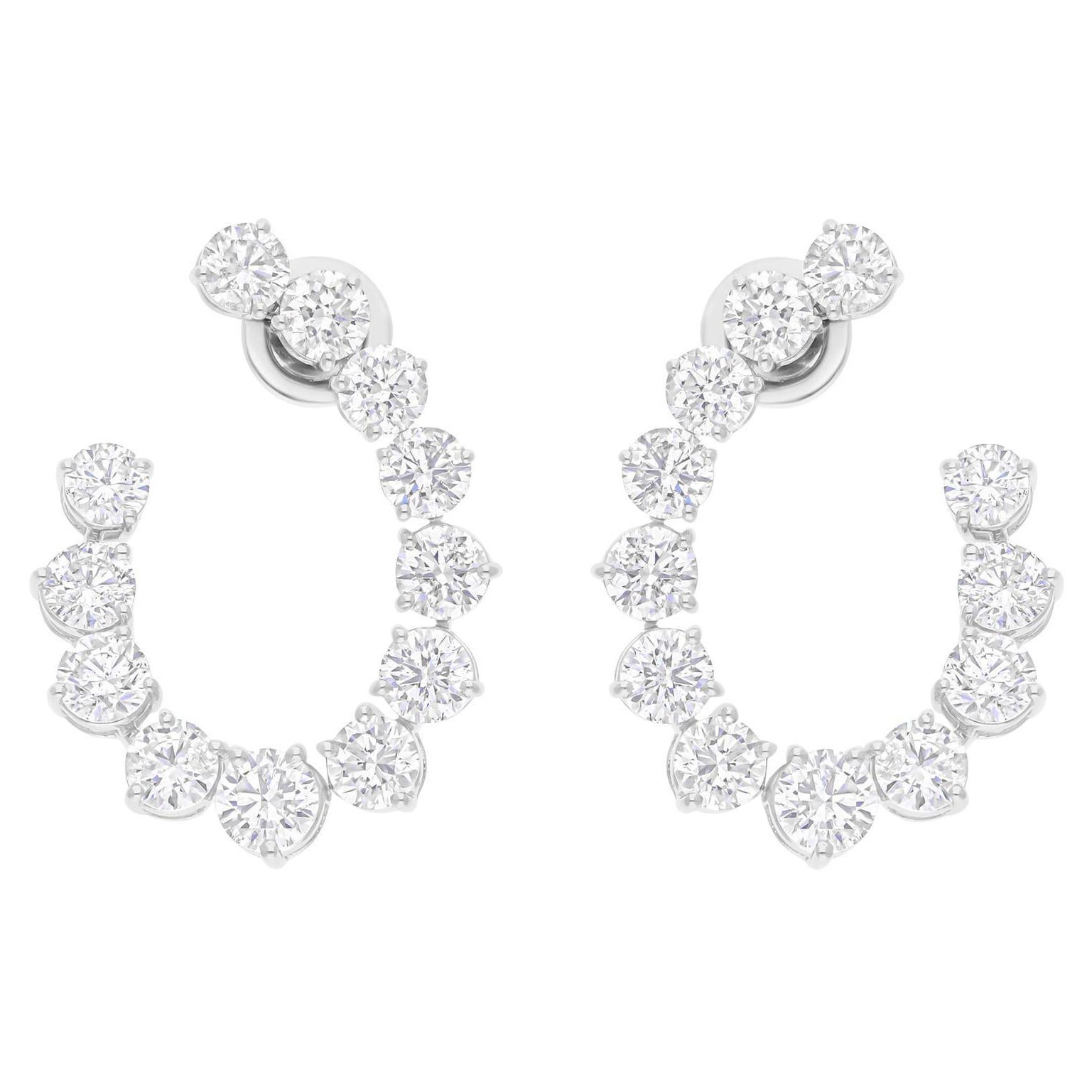 7.53 Carat SI/H Round Brilliant Cut Diamond Earrings 14 Karat White Gold Jewelry For Sale