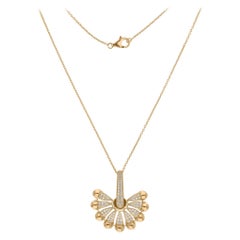 1.07 Carat SI/H Diamond Sunrise Pendant Necklace 14 Karat Yellow Gold Jewelry