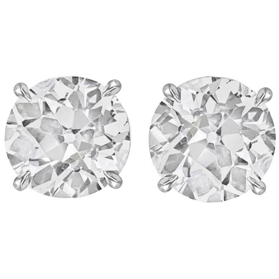 Pendientes de diamantes de talla ideal certificados de 2,53 quilates en mina antigua