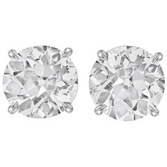 Clous d'oreilles en diamants certifiés 2,53 carats de taille idéale de taille vieille mine