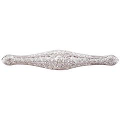 Platinum 3.60 Carat Diamond Bar Brooch