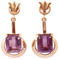 18 Karat Yellow Gold Amethyst Earrings