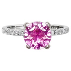 Anello di fidanzamento con zaffiro rosa e diamanti IGI 1,03 carati in oro bianco 14K