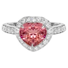 IGI 1,34 qt Anillo de compromiso de oro blanco de 14 quilates con espinela rosa y diamantes
