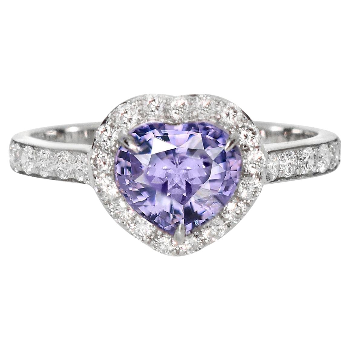 IGI 1.58 Ct 14K White Gold Blue Spinel&Diamonds Engagement Ring