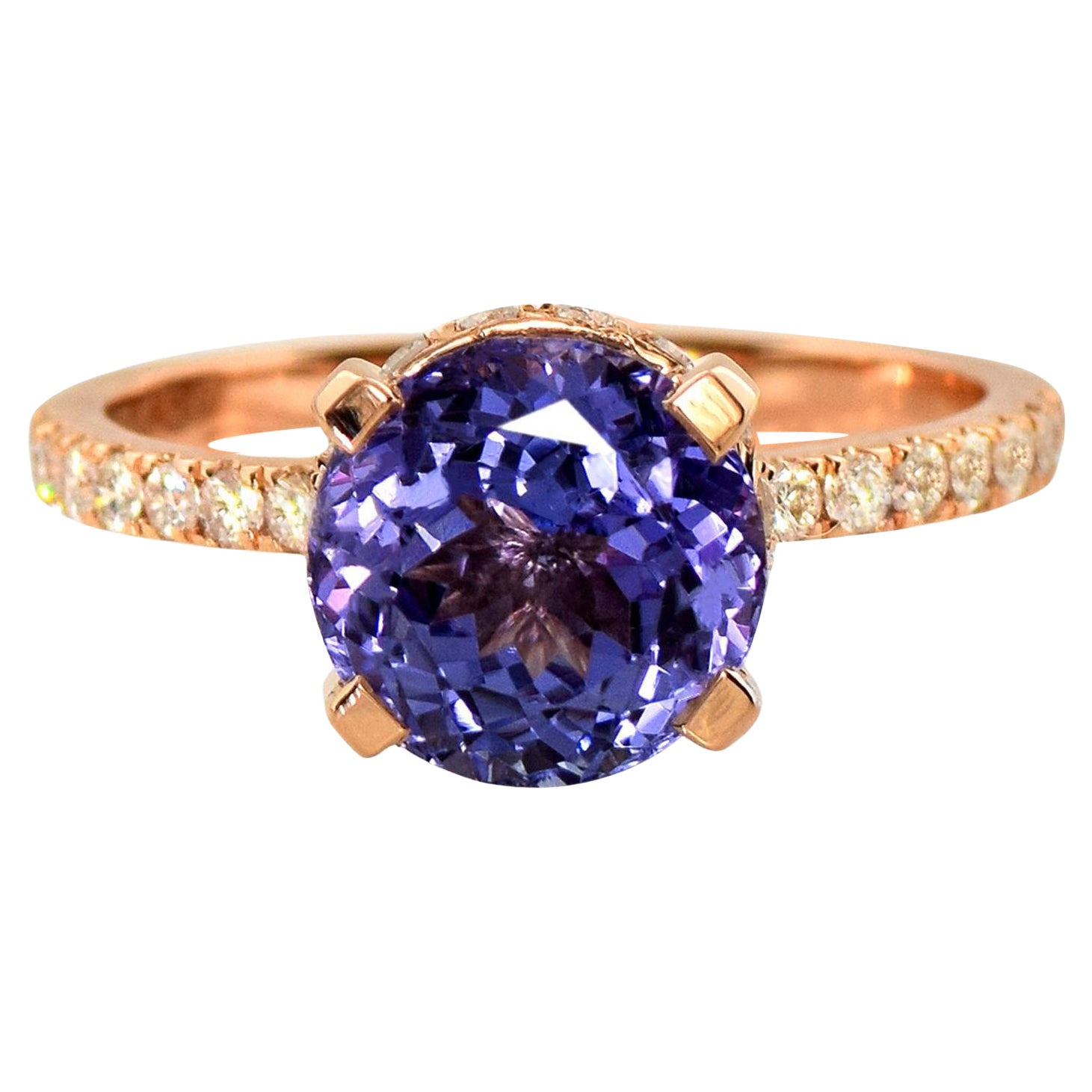 IGI 14K 2,67 Karat natürlicher Tansanit&Diamanten Antiker Verlobungsring