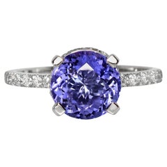 IGI 14K 2.67 Ct Natural Tanzanite&Diamonds Antique Engagement Ring