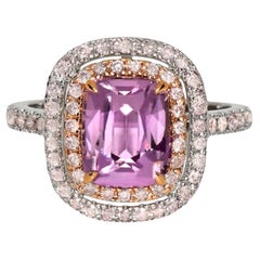 IGI 2.82 Ct Unheated Pink Sapphire& Pink Diamond Engagement Ring