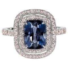 IGI 2.46 Ct 18K White Gold Titan Spinel&Pink Diamonds Antique Engagement Ring