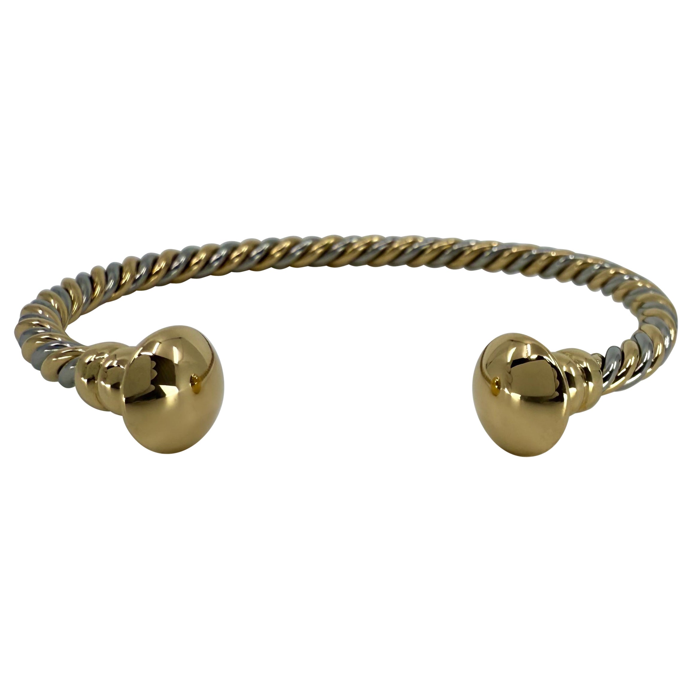 Bvlgari Bulgari Tubogas 18k Yellow Gold Steel Twist Bangle Bracelet Cuff