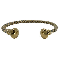 Bvlgari Bulgari Tubogas 18k Yellow Gold Steel Twist Bangle Bracelet Cuff