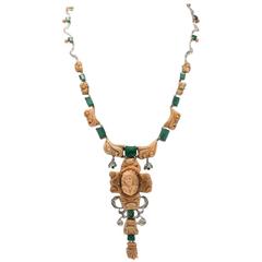 Luise Rose Diamonds, Emeralds, Coral Link Necklace 5