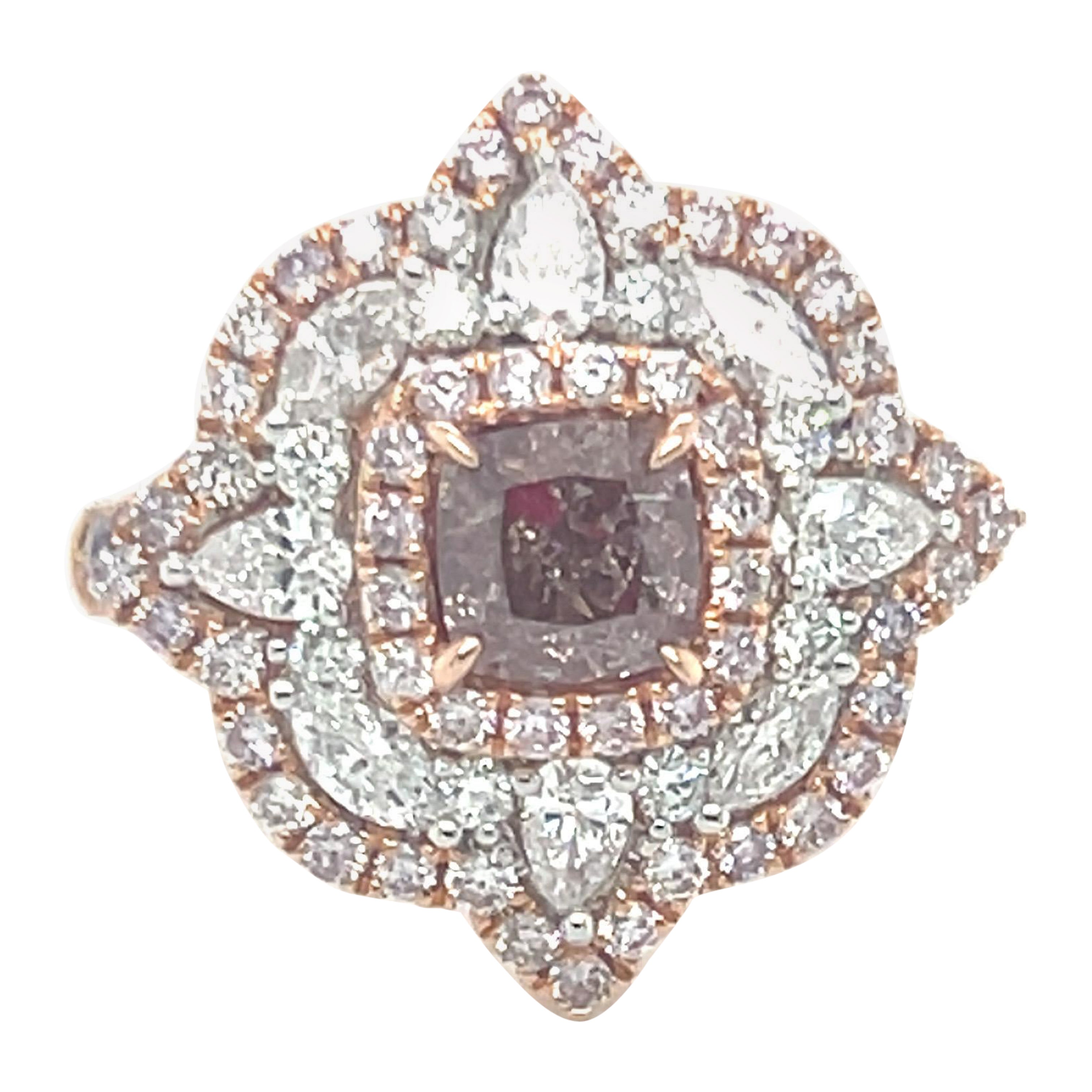GIA Certified 1.01 Carat Cushion Cut Fancy Brownish Pink Diamond Engagement Ring