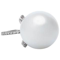 N.V. Milano Pearl Diamond Gold Engagement Ring