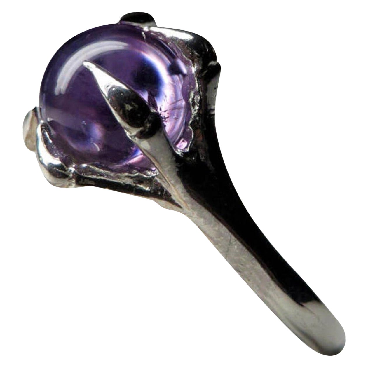 Amethyst ring silver Natural Purple LOTR style Gothic gift Sphere Oracul For Sale