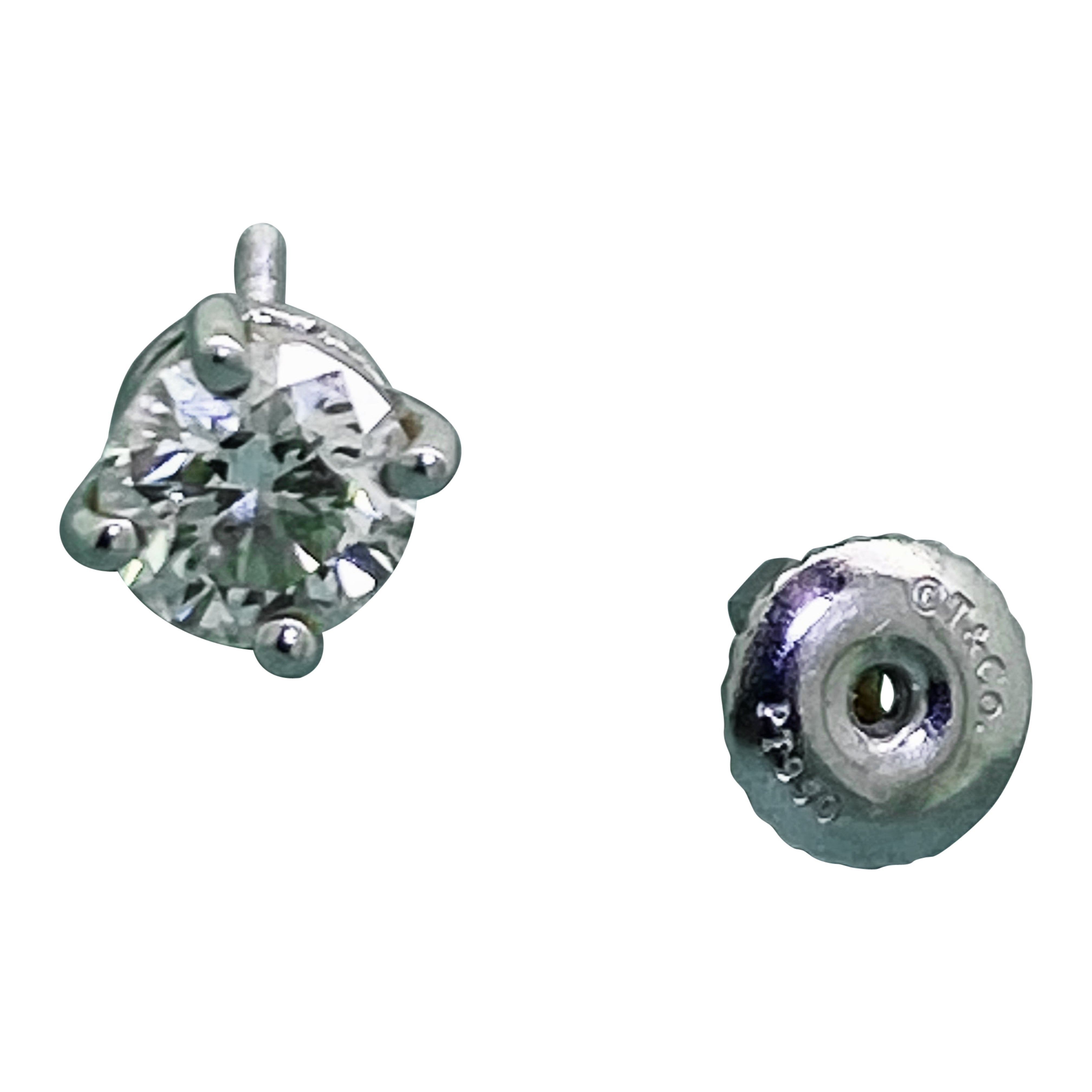 Tiffany & Co 0.54ct Diamond Single Stud Earring in 950 Platinum. Box + Papers. For Sale