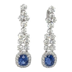 Boucles d'oreilles certifiées GIA 8,05 carats saphir taille ovale et diamant