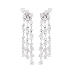 6,00 Carat Pear Round Diamond Dangle Orecchini in oro bianco 14K Gioielli fatti a mano