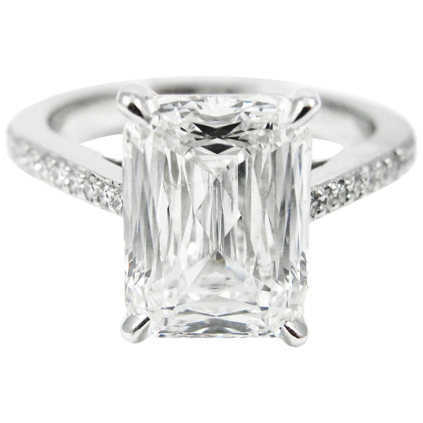 GIA Certified 3.27 Carat Crisscut Diamond Platinum Pave Engagement Ring
