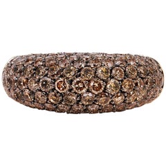 3.47 Carat Champagne Diamond Pave Dome Rose Gold Ring