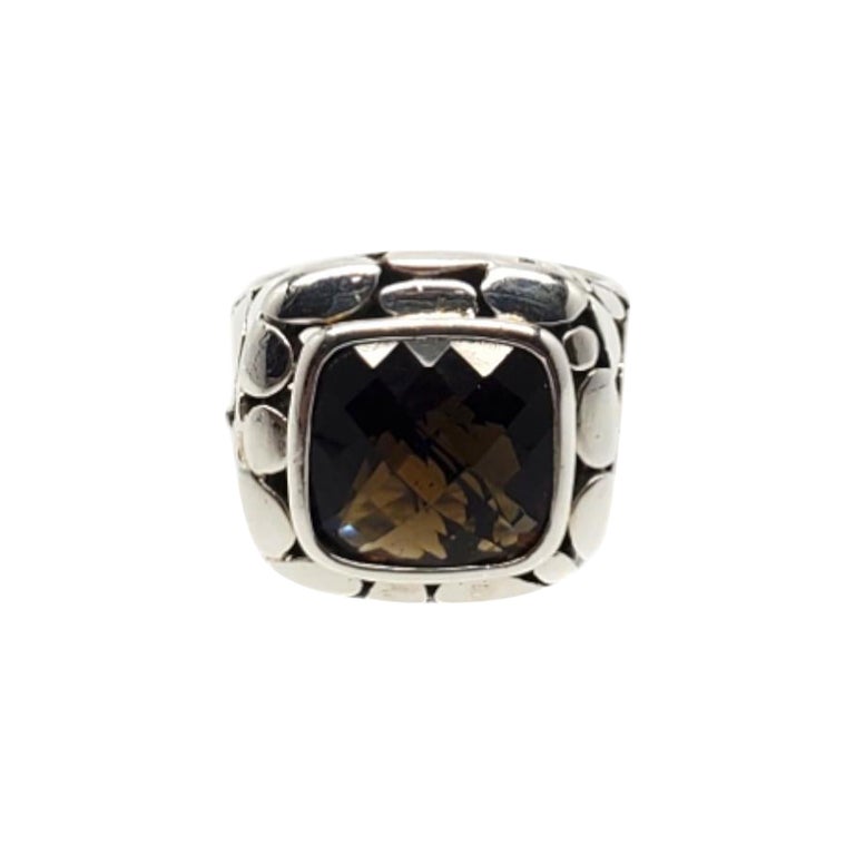 Sterling Silver Smokey Quartz Pebbled Ring Size 8.25 #18811
