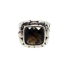 Sterling Silver Smokey Quartz Pebbled Ring Size 8.25 #18811