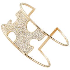 Paige Novick Missing Piece Diamond Pave 18k Yellow Gold Cuff Bracelet