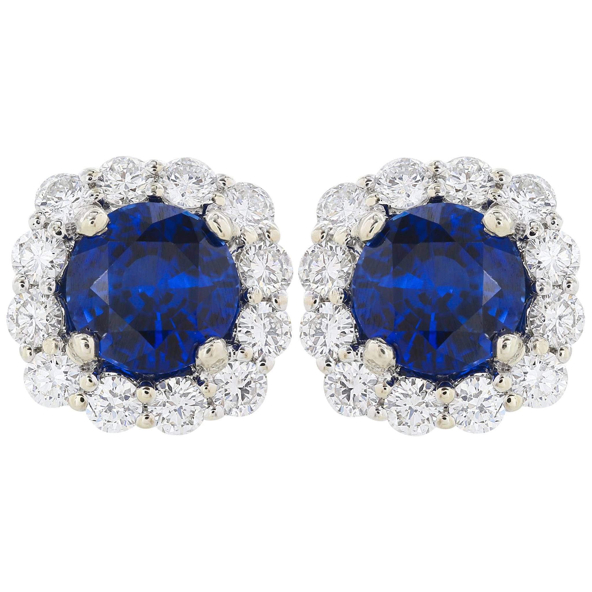 2.23 Carat Ceylon Sapphire Diamond Stud Earrings