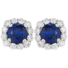 2.23 Carat Ceylon Sapphire Diamond Stud Earrings 10