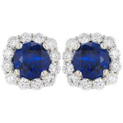 2.23 Carat Ceylon Sapphire Diamond Stud Earrings