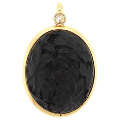 Pomellato Victoria Carved Jet Diamond Gold Pendant