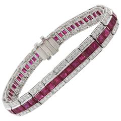 13.87 Carat Ruby and Diamond Platinum Bracelet 2
