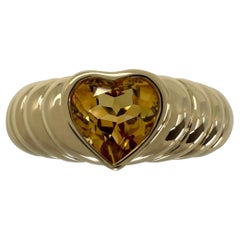 Vintage Tiffany & Co. Vivid Orange Citrine Heart Cut 18k Yellow Gold Band Ring