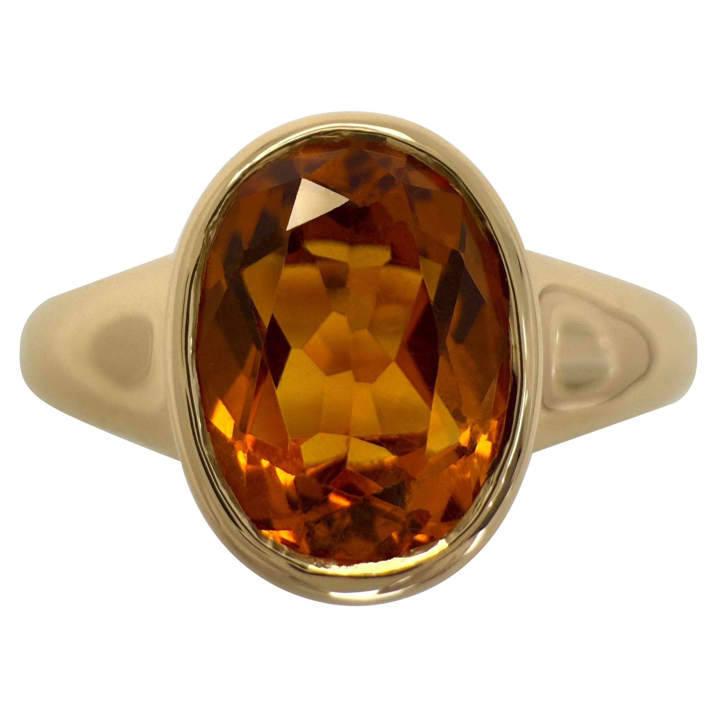 Raro Anillo Bvlgari Citrino Corte Ovalado Oro Amarillo 18k Estilo Signet Bisel Rubover