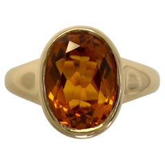 Raro Anillo Bvlgari Citrino Corte Ovalado Oro Amarillo 18k Estilo Signet Bisel Rubover