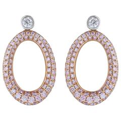 2 Carats Pink Diamonds Gold Earrings