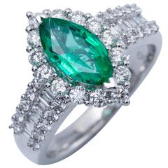 Marquise Shape Zambian Emerald Diamond Gold Cocktail Engagement Ring 8