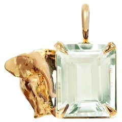 Collana contemporanea in oro giallo a diciotto carati con prasiolite