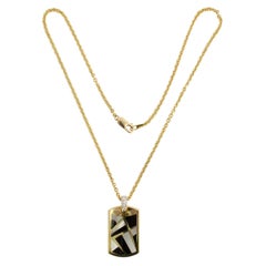 Asch Grossbardt Onyx, Mother of Pearl and Diamond Pendant Necklace