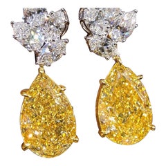 Emilio Schmuck GIA zertifiziert 14,00 Karat Fancy Yellow Pear Diamant-Ohrringe