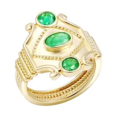 Chic Vintage Style Emerald Yellow 14K Gold Ring for Her
