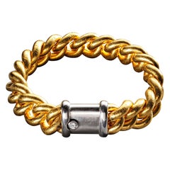 22 Karat Gold, Platin und 0,23 Karat Diamant Curb-Armband