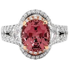 Malaya Garnet Diamond Halo White Gold Cocktail Ring
