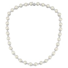 5.00 Carat Diamond and Pearl White Gold Necklace