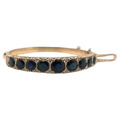 Retro 14K Gelbgold Saphir-Armreif Armband