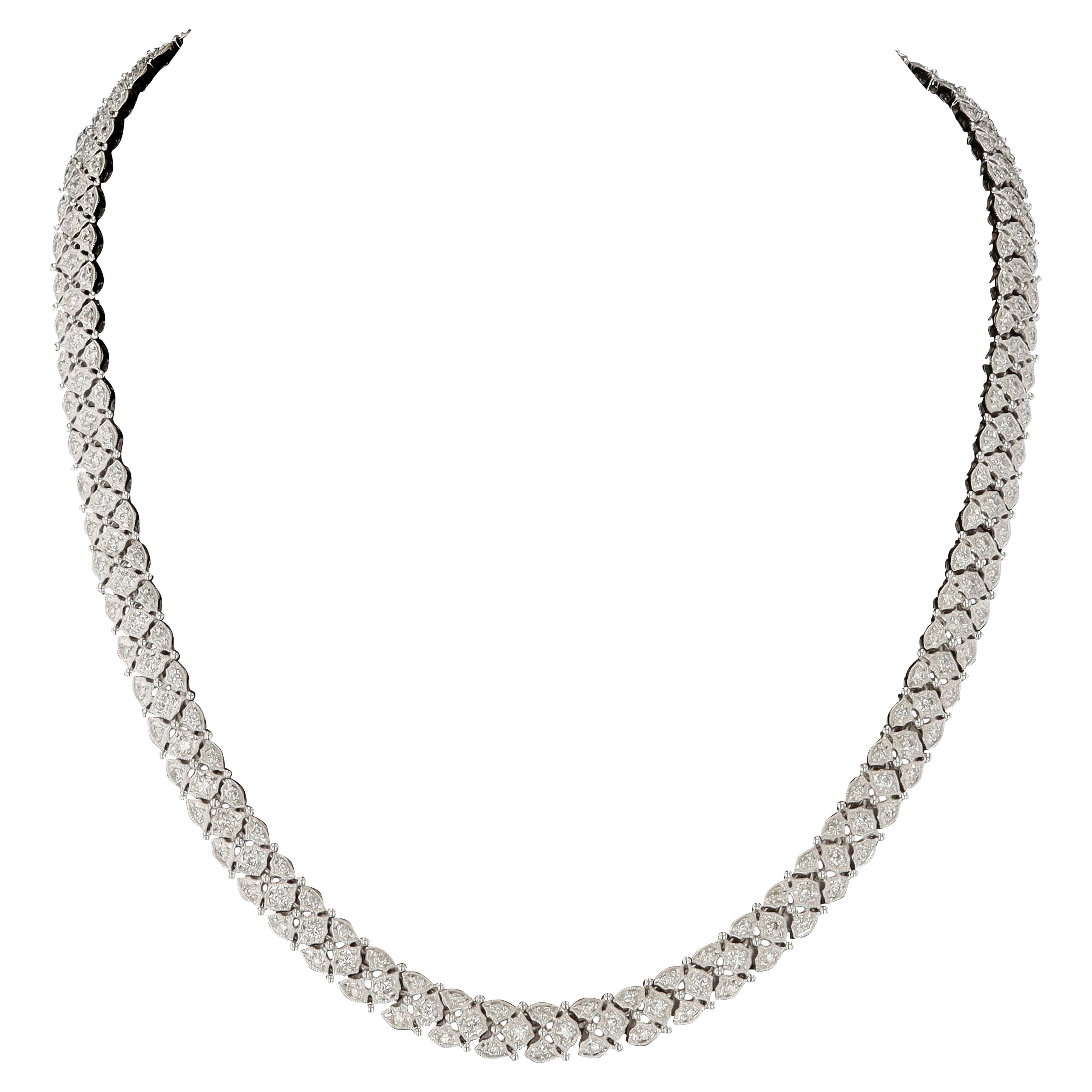 18K White Gold Diamond Estate Necklace For Sale
