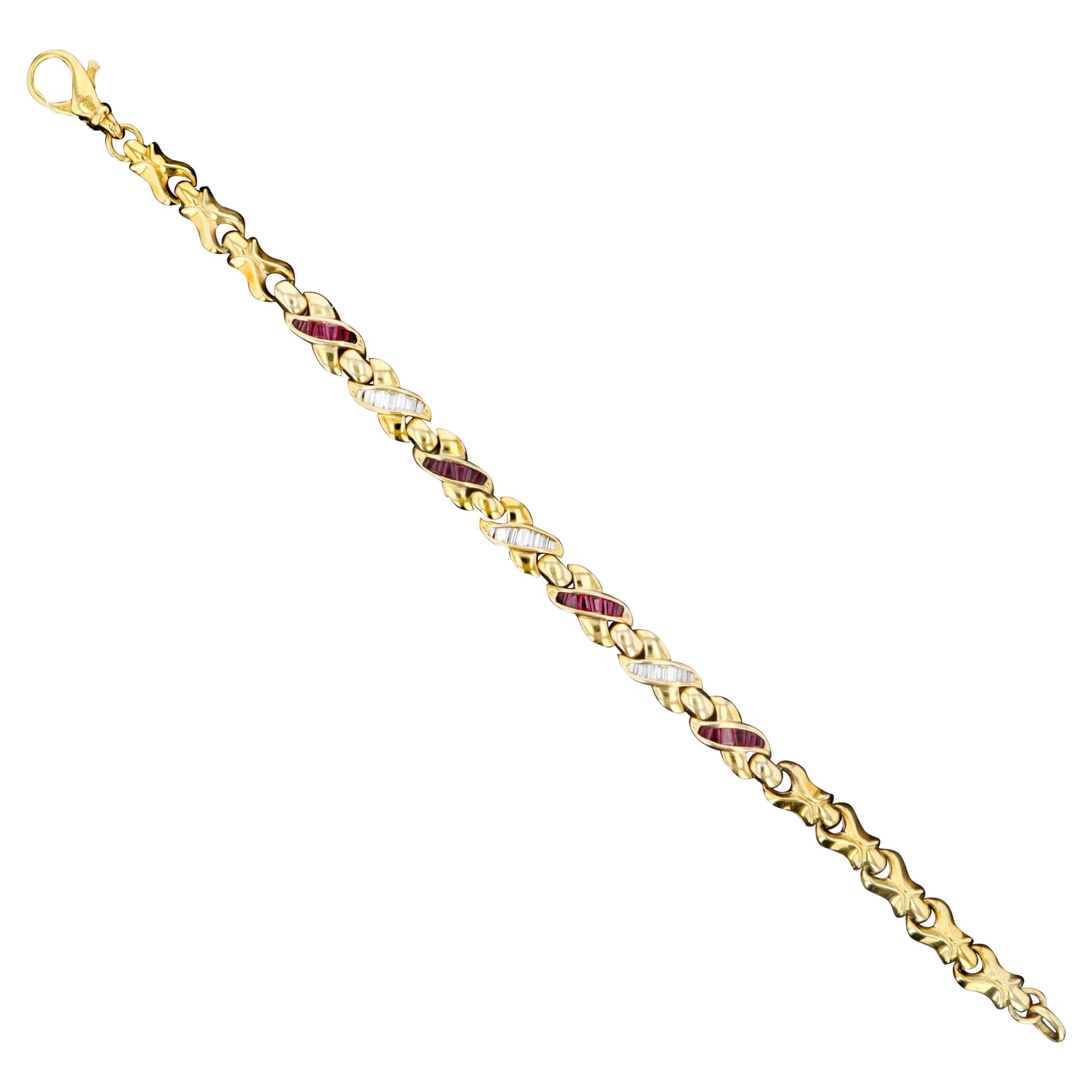 Diamond and Ruby 18kt Gold Bracelet