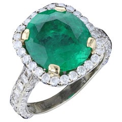 Superbe bague d'émeraude et de diamant