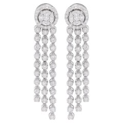 Real 1.25 Carat Round & Marquise Diamond Chandelier Earrings 14 Karat White Gold
