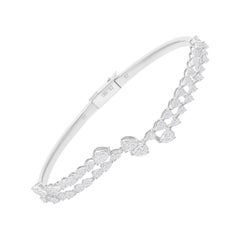 Natural 2.95 Carat SI/H Pear Diamond Bangle Bracelet 14 Karat White Gold Jewelry